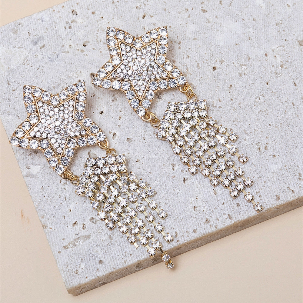 Wholesale Jewelry Star Tassel Metal Earrings