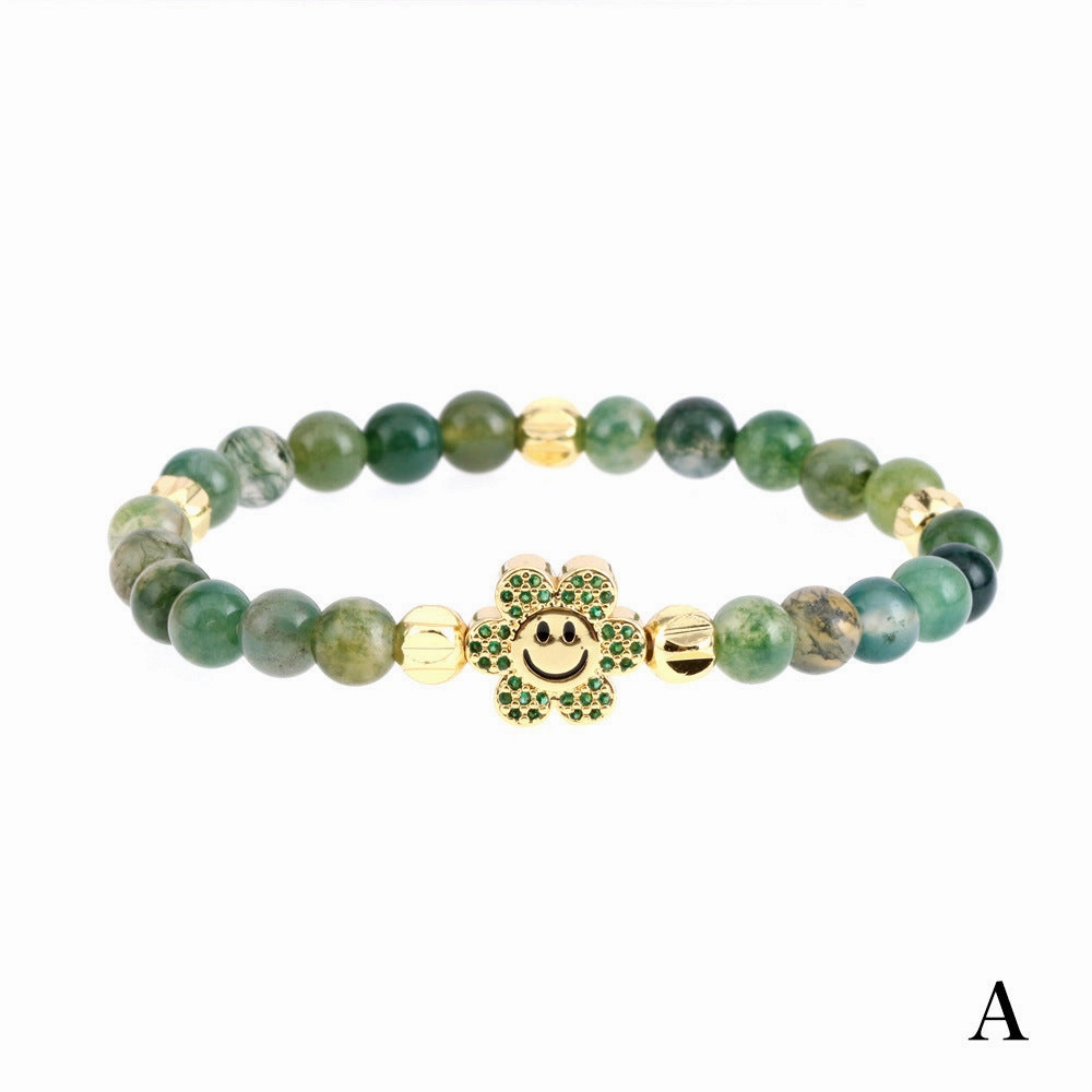Wholesale Jewelry Sunflower Smiley Diamond Copper Bracelet