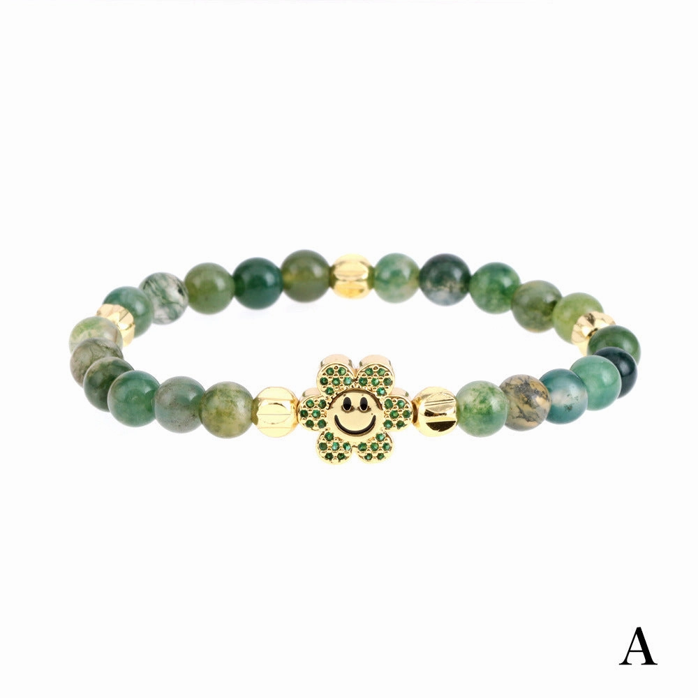 Wholesale Jewelry Sunflower Smiley Diamond Copper Bracelet