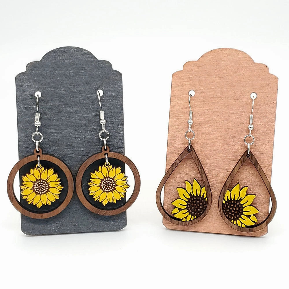 Wholesale Jewelry Sunflower Wood Earrings