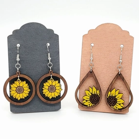 Wholesale Jewelry Sunflower Wood Earrings