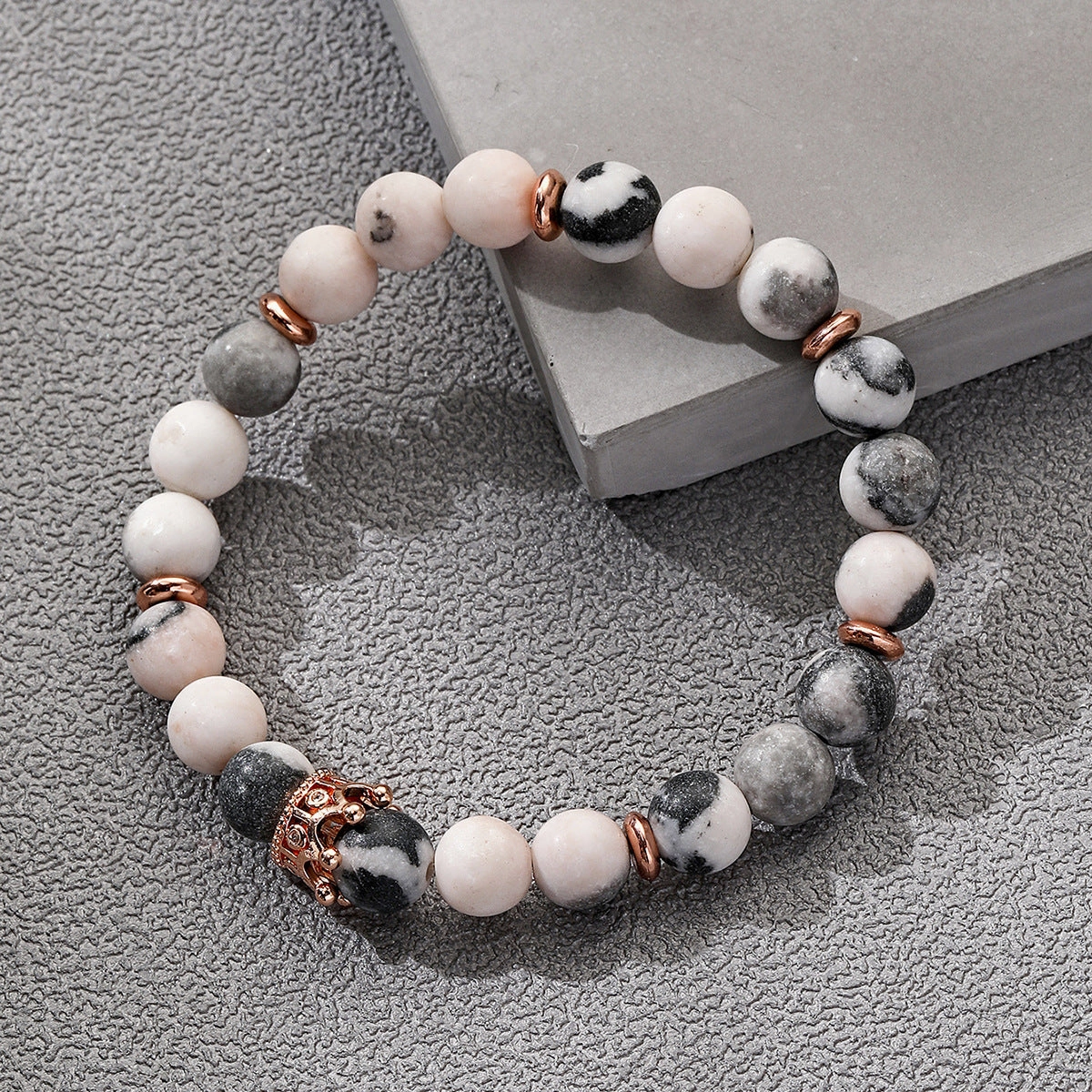 Wholesale Jewelry Two Layer Frosted Pink Volcanic Stone Bracelets