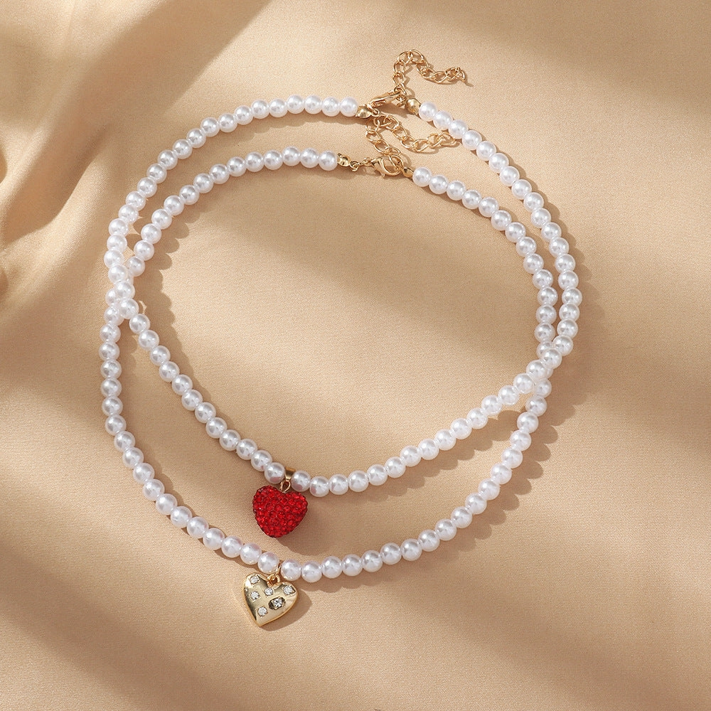 Wholesale Jewelry Valentine's Day Pearl Necklace Alloy