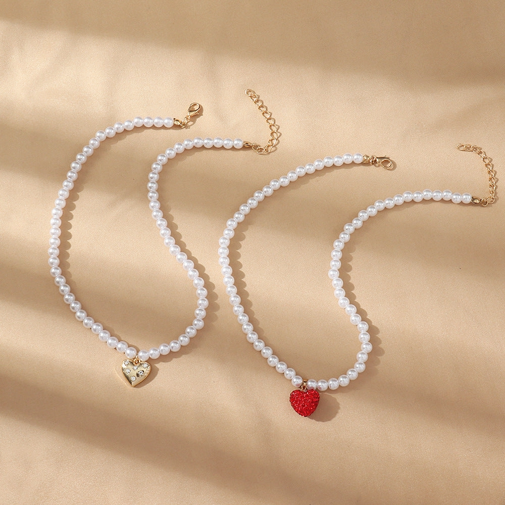 Wholesale Jewelry Valentine's Day Pearl Necklace Alloy