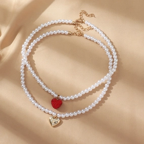 Wholesale Jewelry Valentine's Day Pearl Necklace Alloy