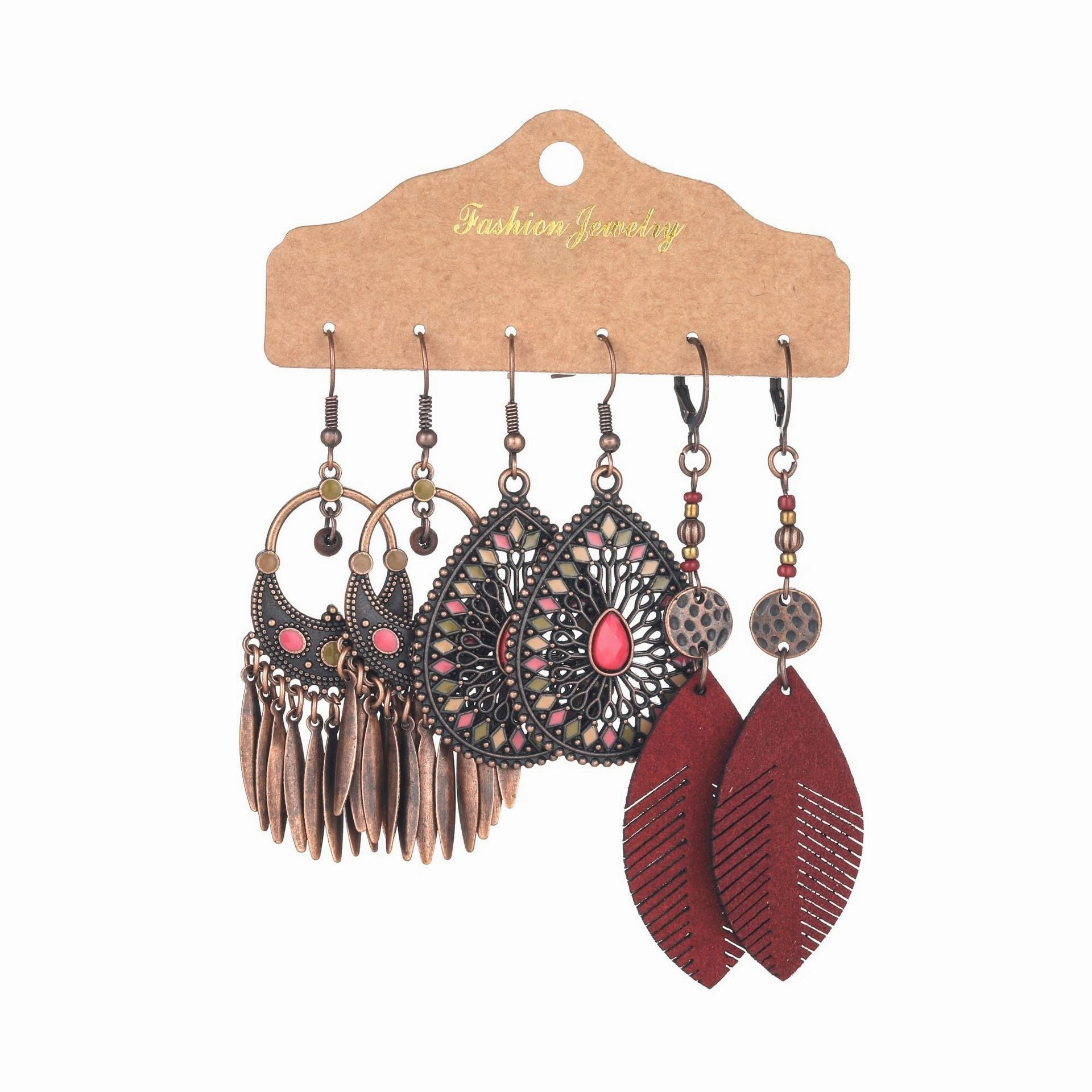 Wholesale Jewelry Vintage Ethnic Round Alloy Earrings