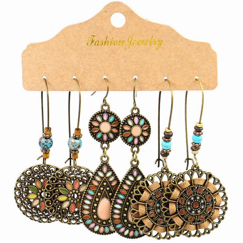 Wholesale Jewelry Vintage Ethnic Round Alloy Earrings