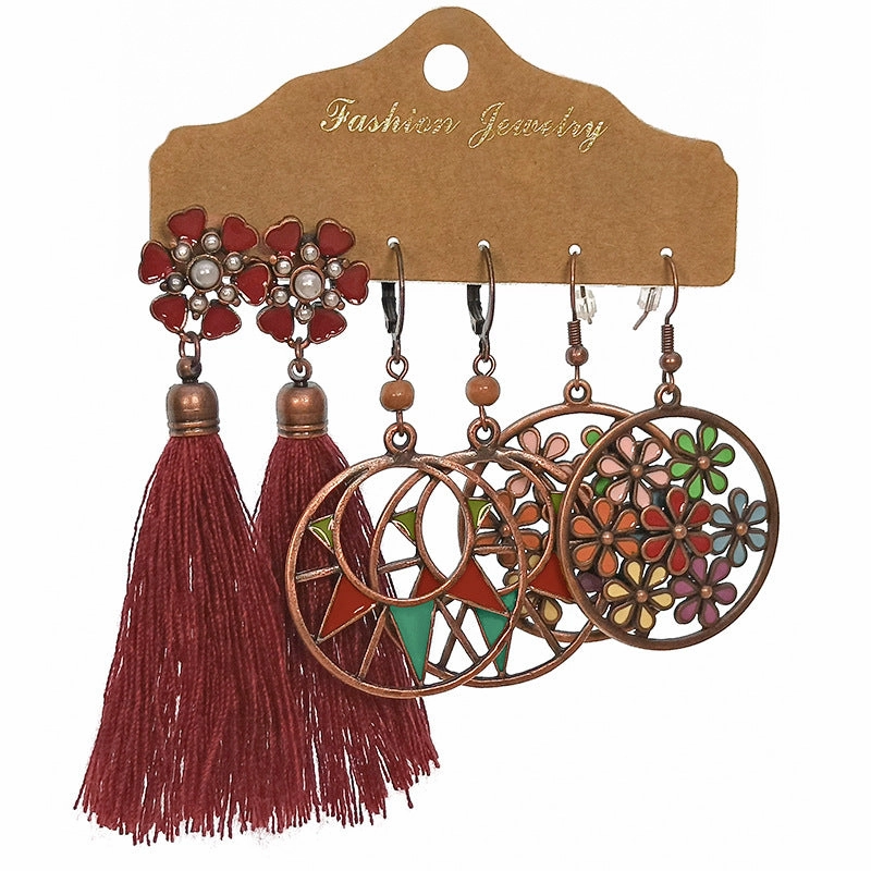 Wholesale Jewelry Vintage Ethnic Round Alloy Earrings