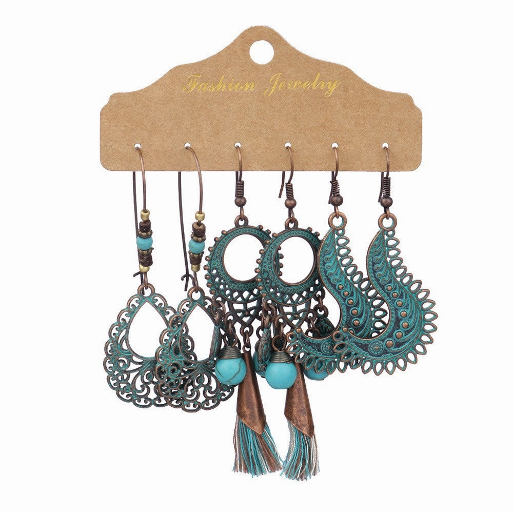 Wholesale Jewelry Vintage Ethnic Round Alloy Earrings