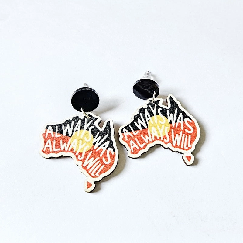 Wholesale Kangaroo Sunrise Sun Wooden Earrings