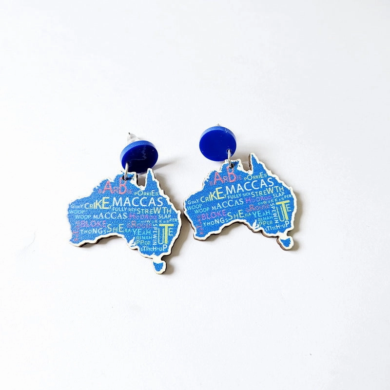 Wholesale Kangaroo Sunrise Sun Wooden Earrings