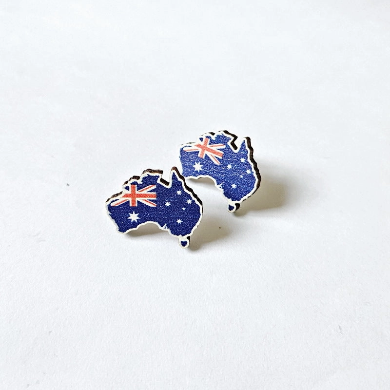 Wholesale Kangaroo Sunrise Sun Wooden Earrings