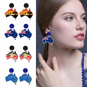 Wholesale Kangaroo Sunrise Sun Wooden Earrings
