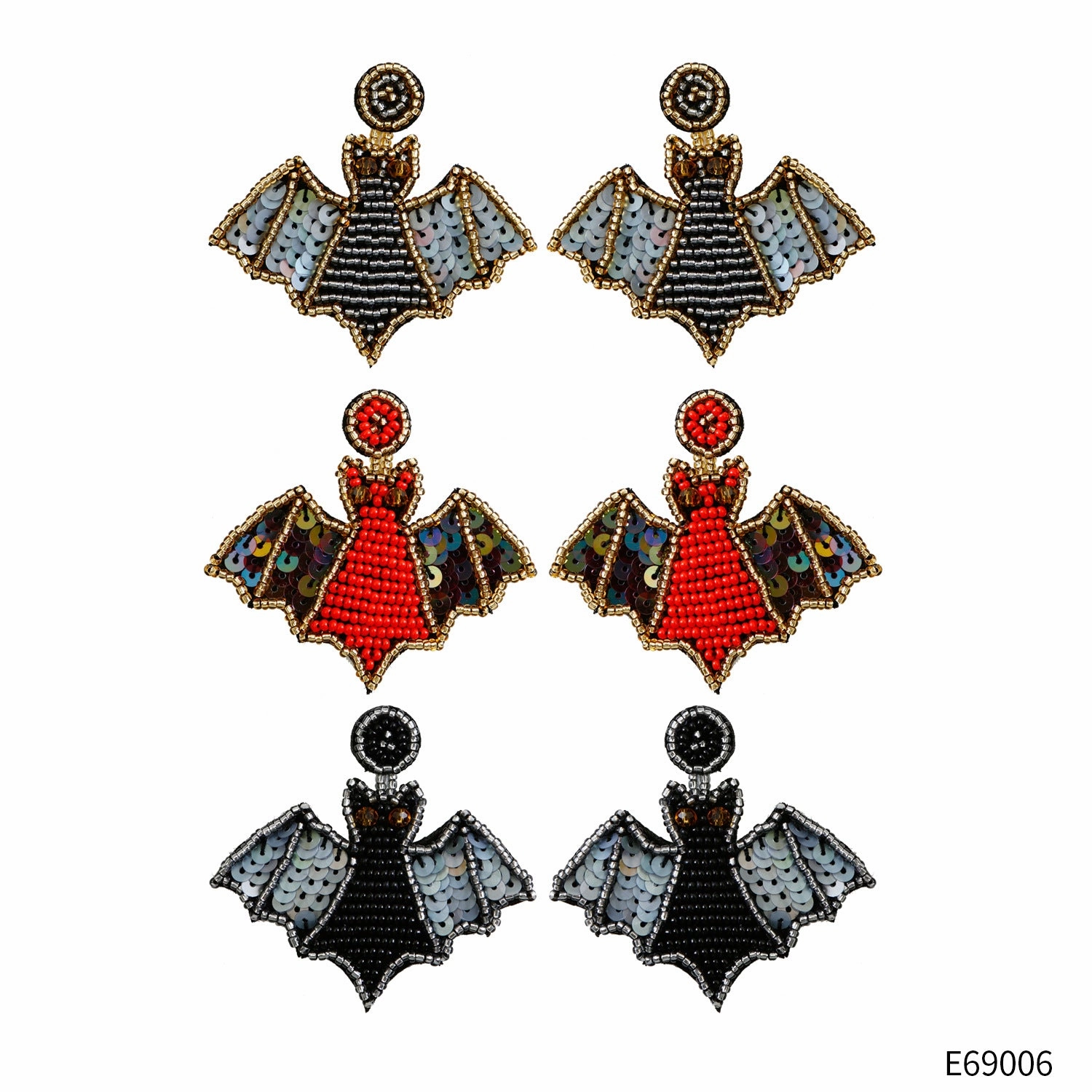 Wholesale Kill Matt Bat Hand Made Sequins Mixed Material Earrings