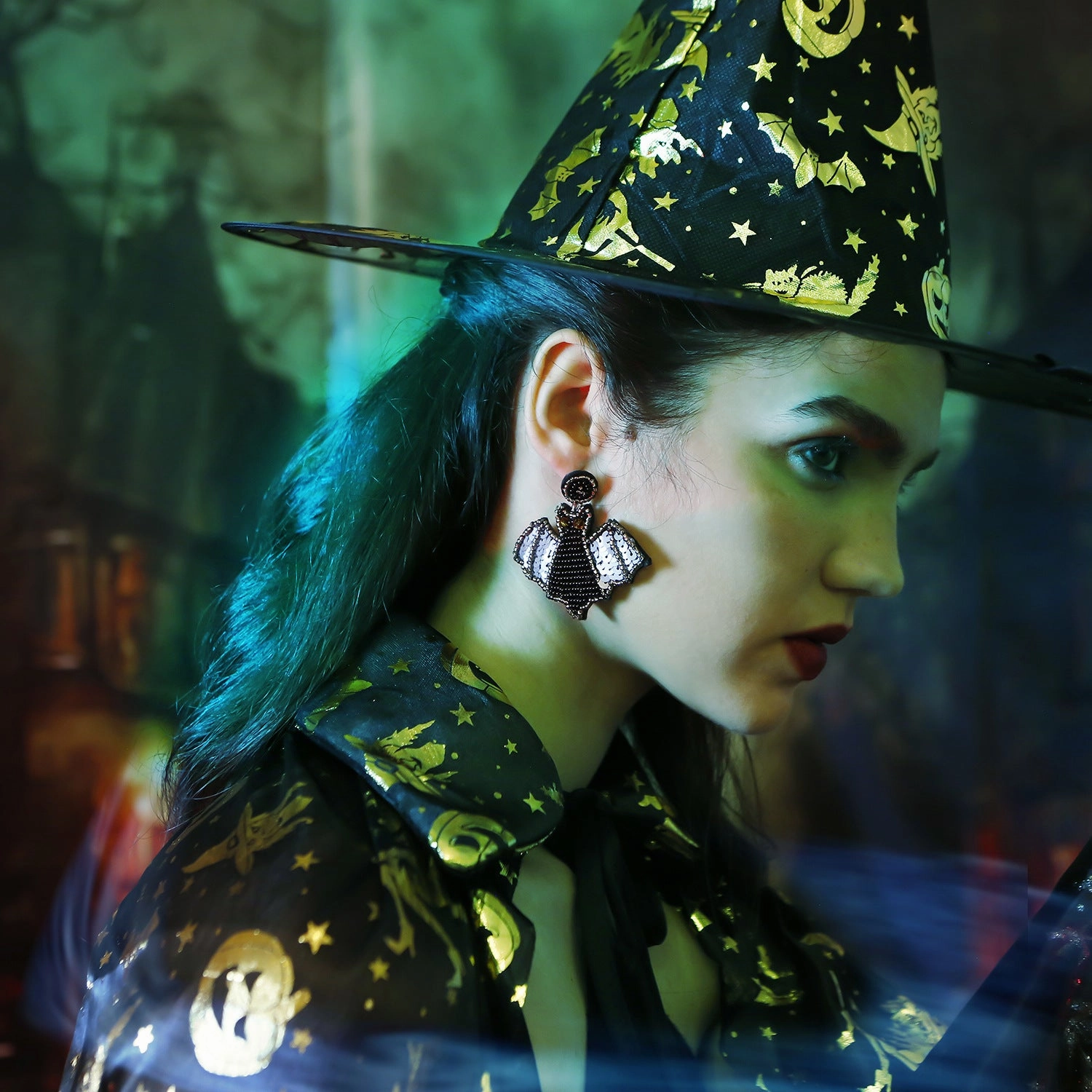 Wholesale Kill Matt Bat Hand Made Sequins Mixed Material Earrings
