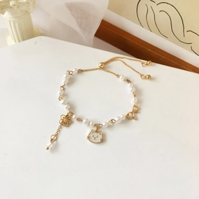 Wholesale Kitten Bow Knot Flower Alloy Bracelet