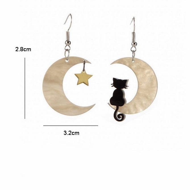 Wholesale Kitten Moon Star Plastic Earrings