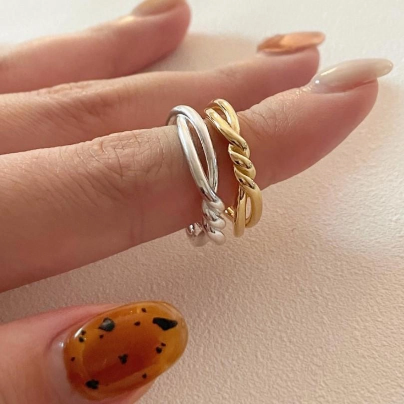 Wholesale Knotted Line Hollow Sterling Silver Ring