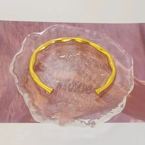 Wholesale Ladies Open Bamboo Section Simple Gold Titanium Steel Bracelet