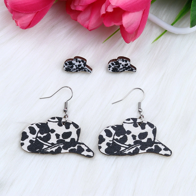 Wholesale Large Bull Head Small Bull Head Wood Earrings
