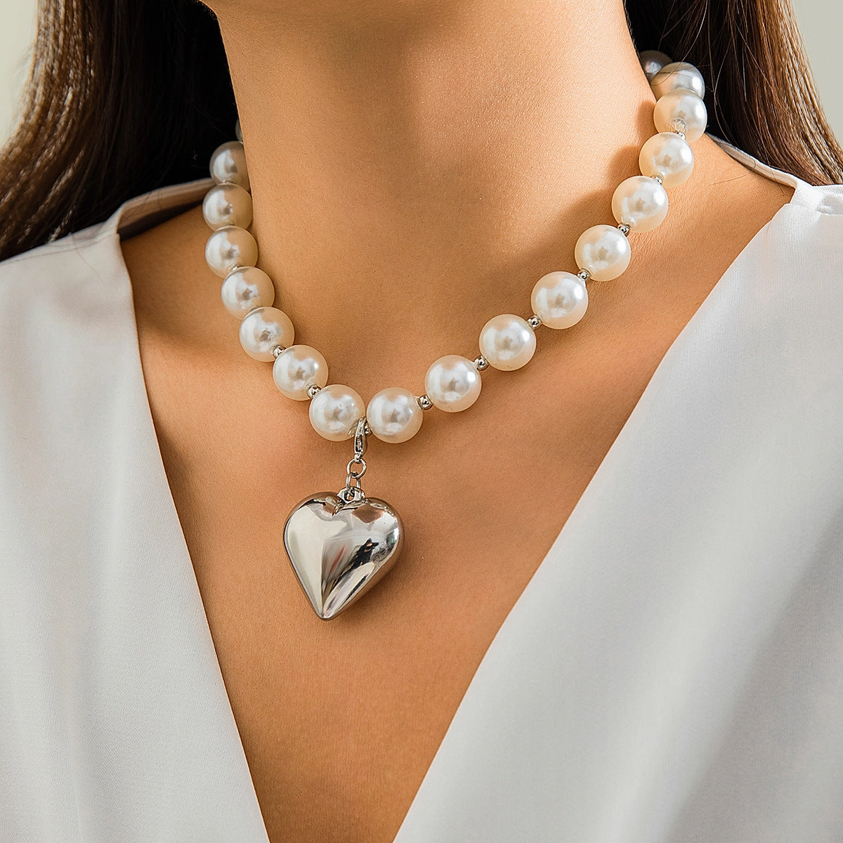 Wholesale Large Round Bead Punk Collar Collarbone Chain Geometric Bead Necklace