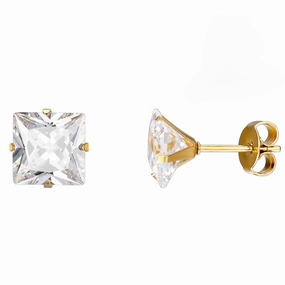 Wholesale Large Square Flash Diamond Stainless Steel Earrings