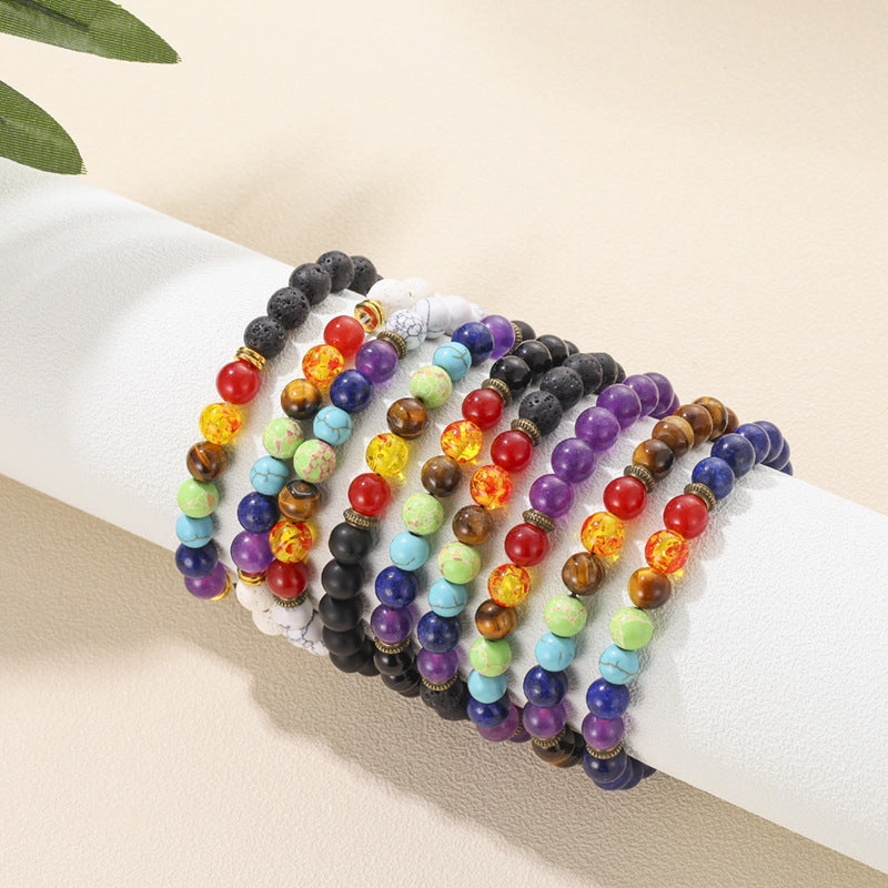 Wholesale Lava Stone Agate Beads Alloy Bracelet