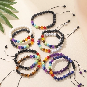 Wholesale Lava Stone Agate Beads Alloy Bracelet