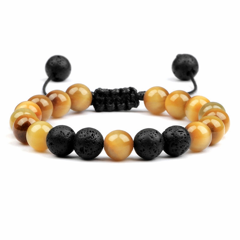 Wholesale Lava Volcanic Stone Colored Tiger Eye Braided Bracelet