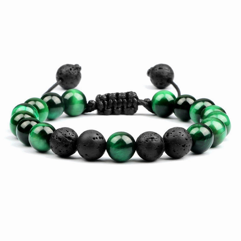 Wholesale Lava Volcanic Stone Colored Tiger Eye Braided Bracelet