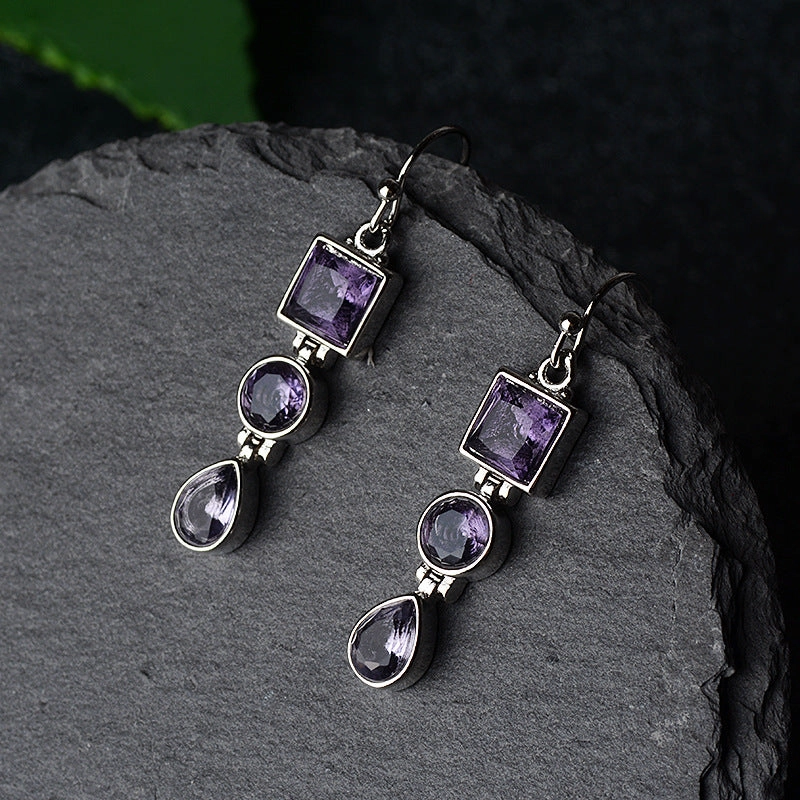 Wholesale Lavender Amethyst Copper Earrings Set