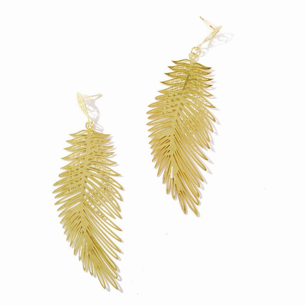 Wholesale Leaf Alloy Feather Earrings