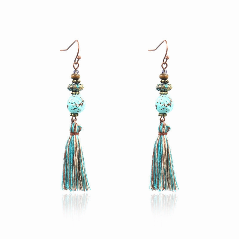 Wholesale Leaf Pendant Hollow Carved Alloy Tassel Earrings