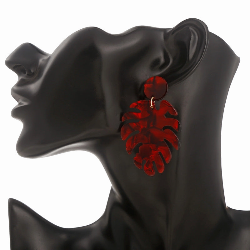 Wholesale Leaf Shaped Acrylic Acetate Earrings
