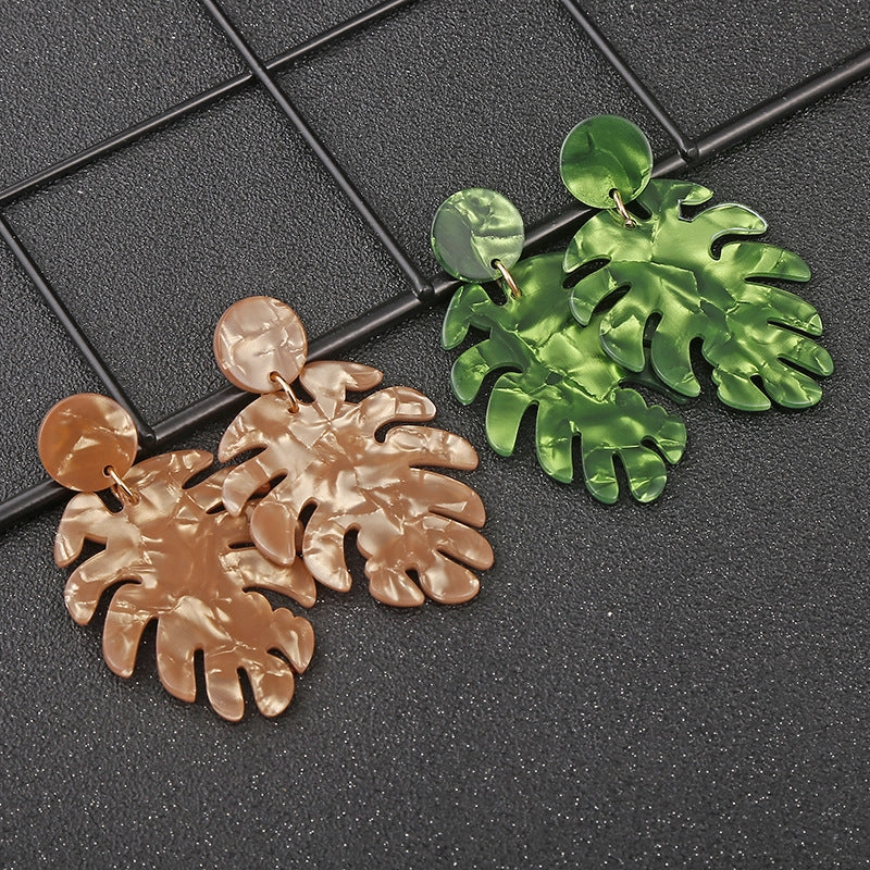 Wholesale Leaf Shaped Acrylic Acetate Earrings