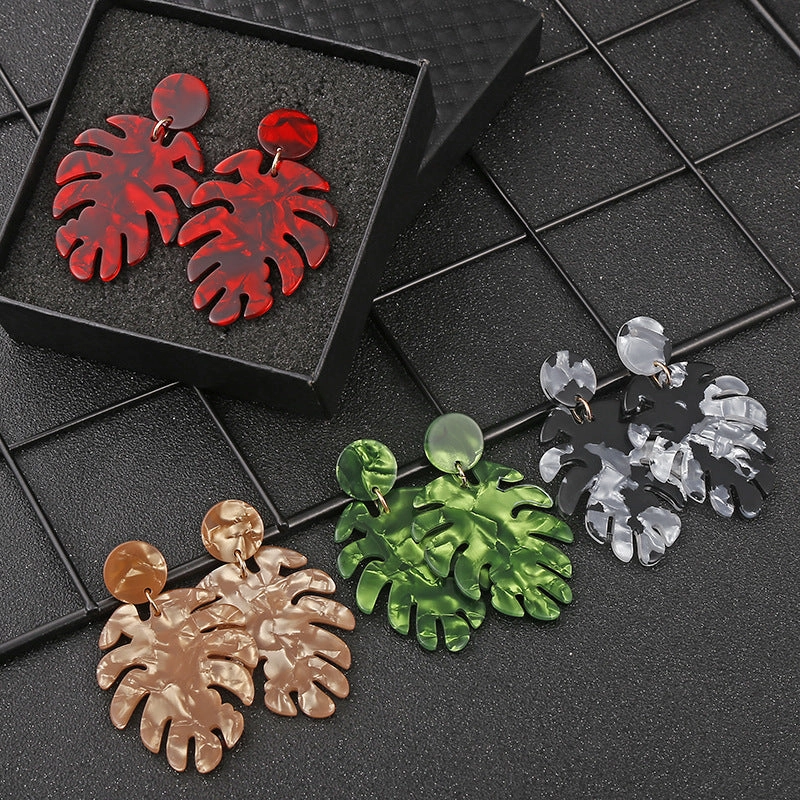 Wholesale Leaf Shaped Acrylic Acetate Earrings