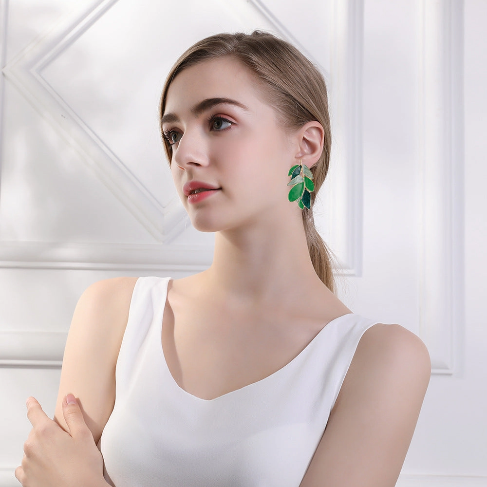 Wholesale Leaf Summer Zinc Alloy Earrings