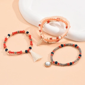 Wholesale Leaf Turquoise Color Rice Beads Bracele Set of 5