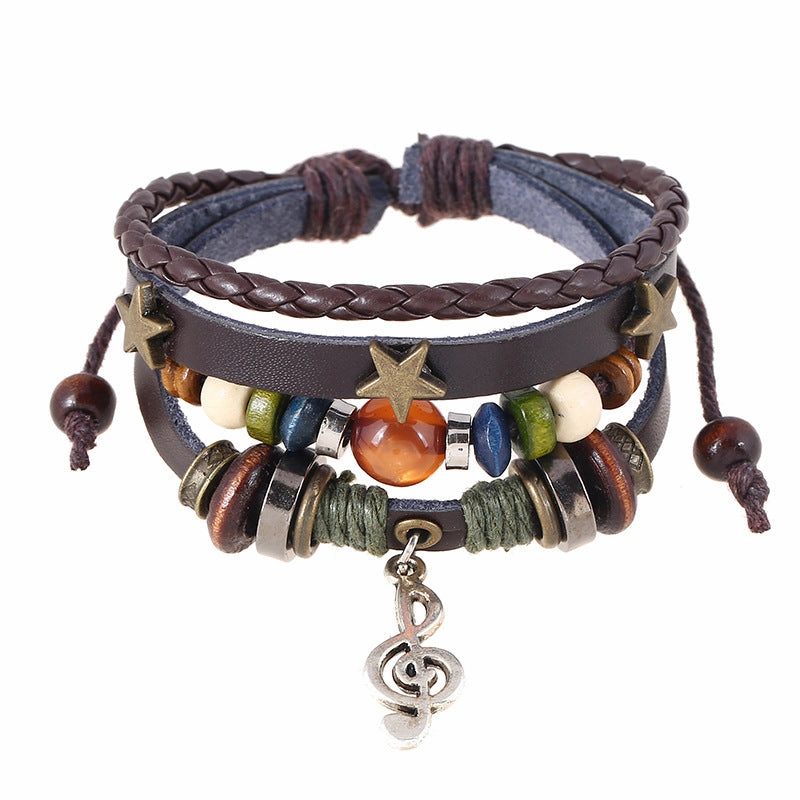 Wholesale Leather Alloy Note Bracelet