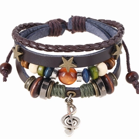 Wholesale Leather Alloy Note Bracelet