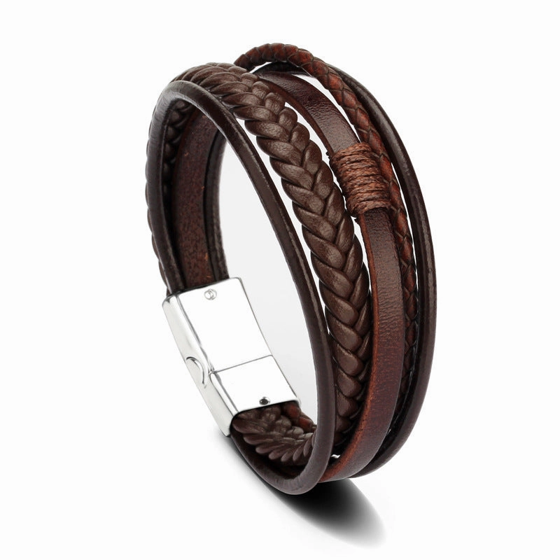 Wholesale Leather Cord Hand Woven Men Bracelet
