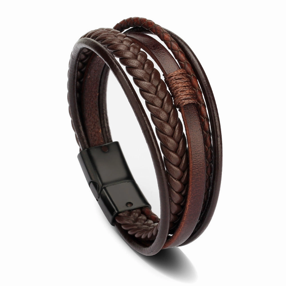 Wholesale Leather Cord Hand Woven Men Bracelet