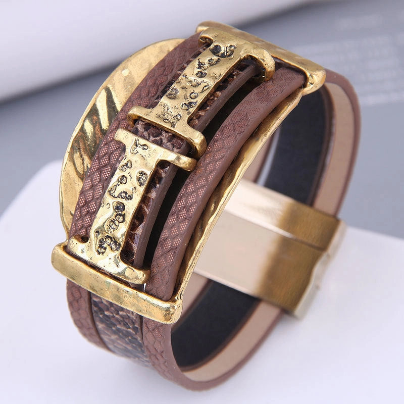 Wholesale Leather Diamond Magnetic Buckle Alloy Bracelet