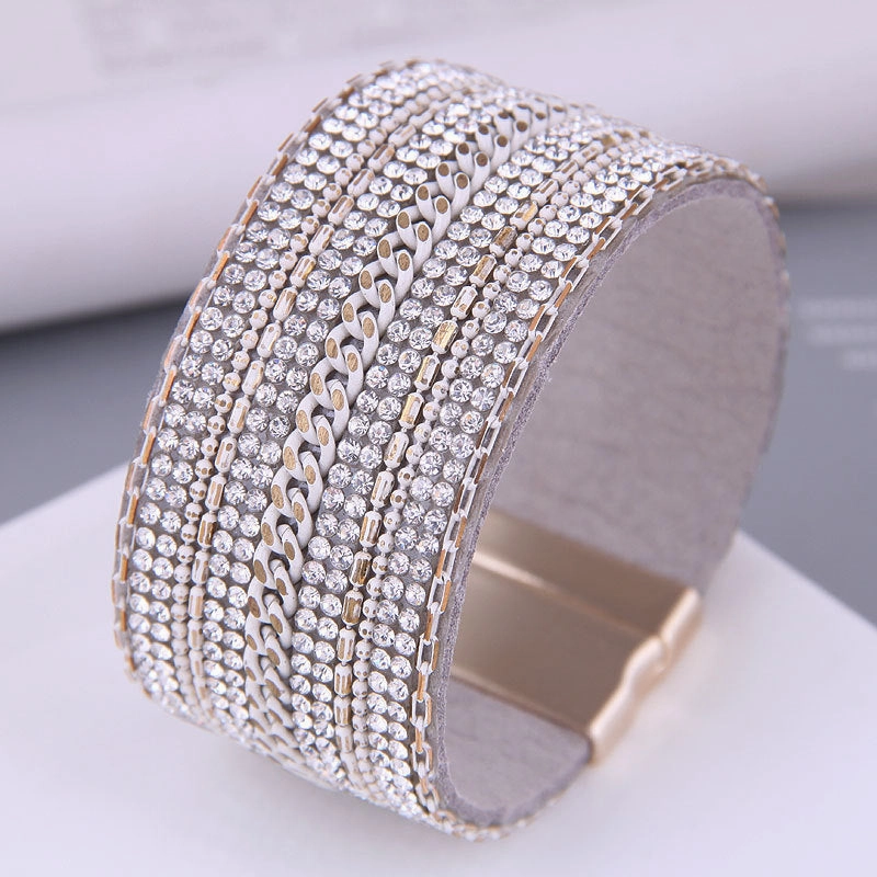 Wholesale Leather Diamond Magnetic Buckle Alloy Bracelet