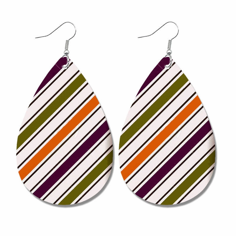 Wholesale Leather Geometric Print Plaid Polka Dot Vintage Earrings