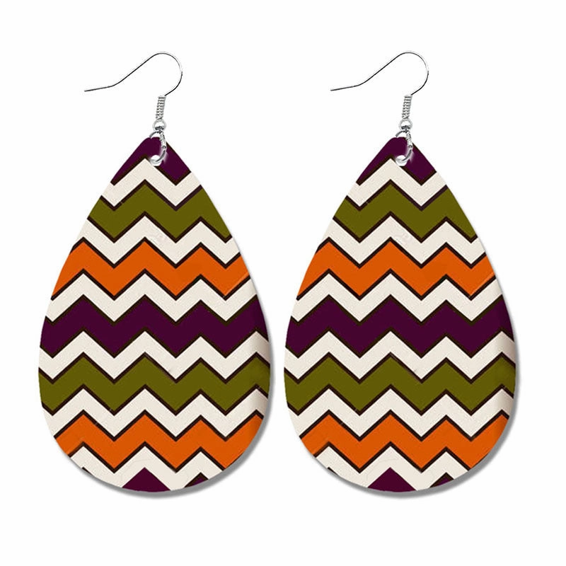 Wholesale Leather Geometric Print Plaid Polka Dot Vintage Earrings