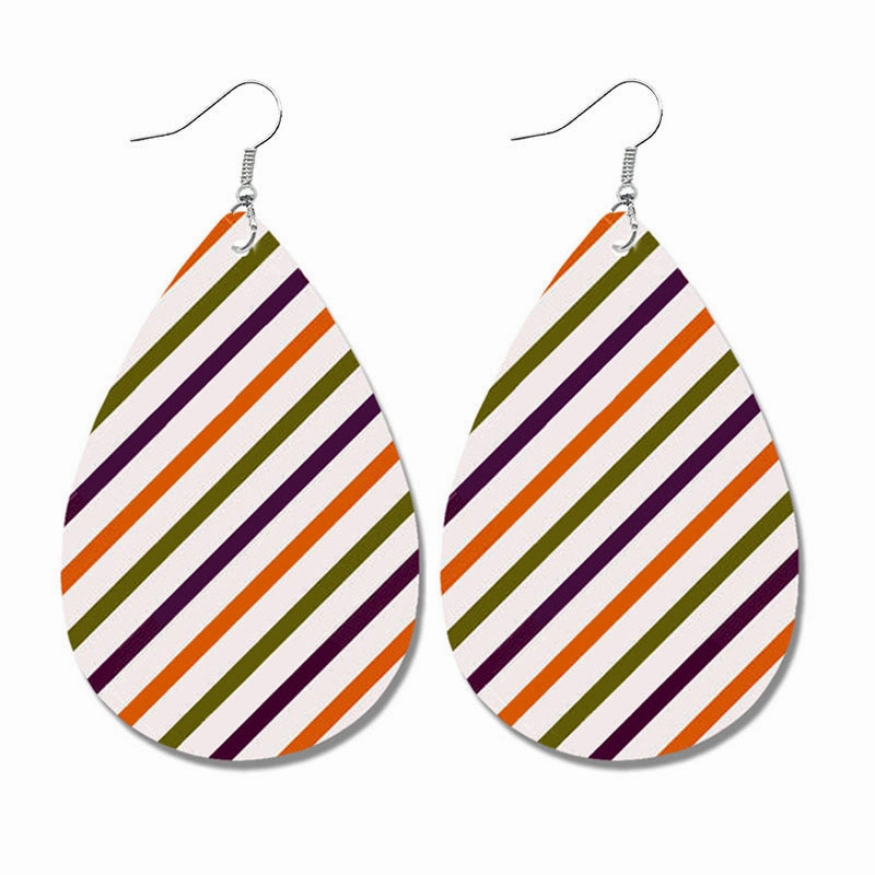 Wholesale Leather Geometric Print Plaid Polka Dot Vintage Earrings