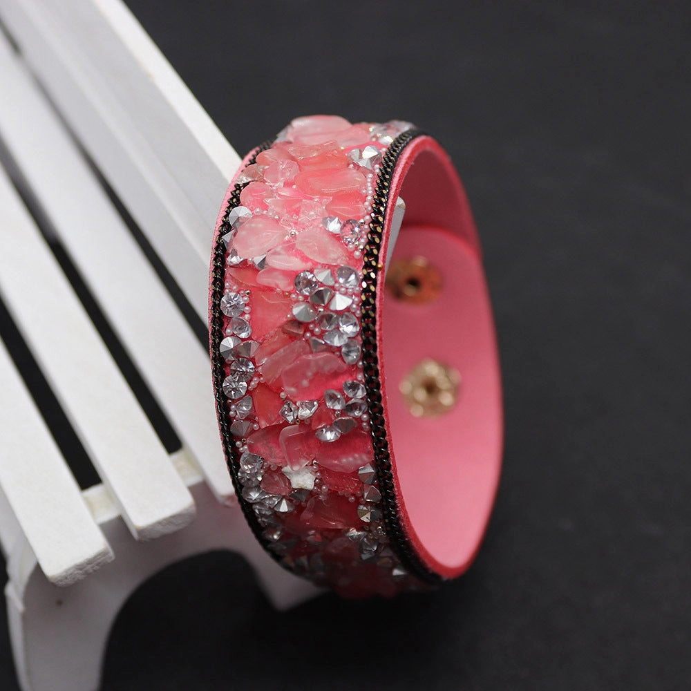 Wholesale Leather Inlaid Gravel Bracelet