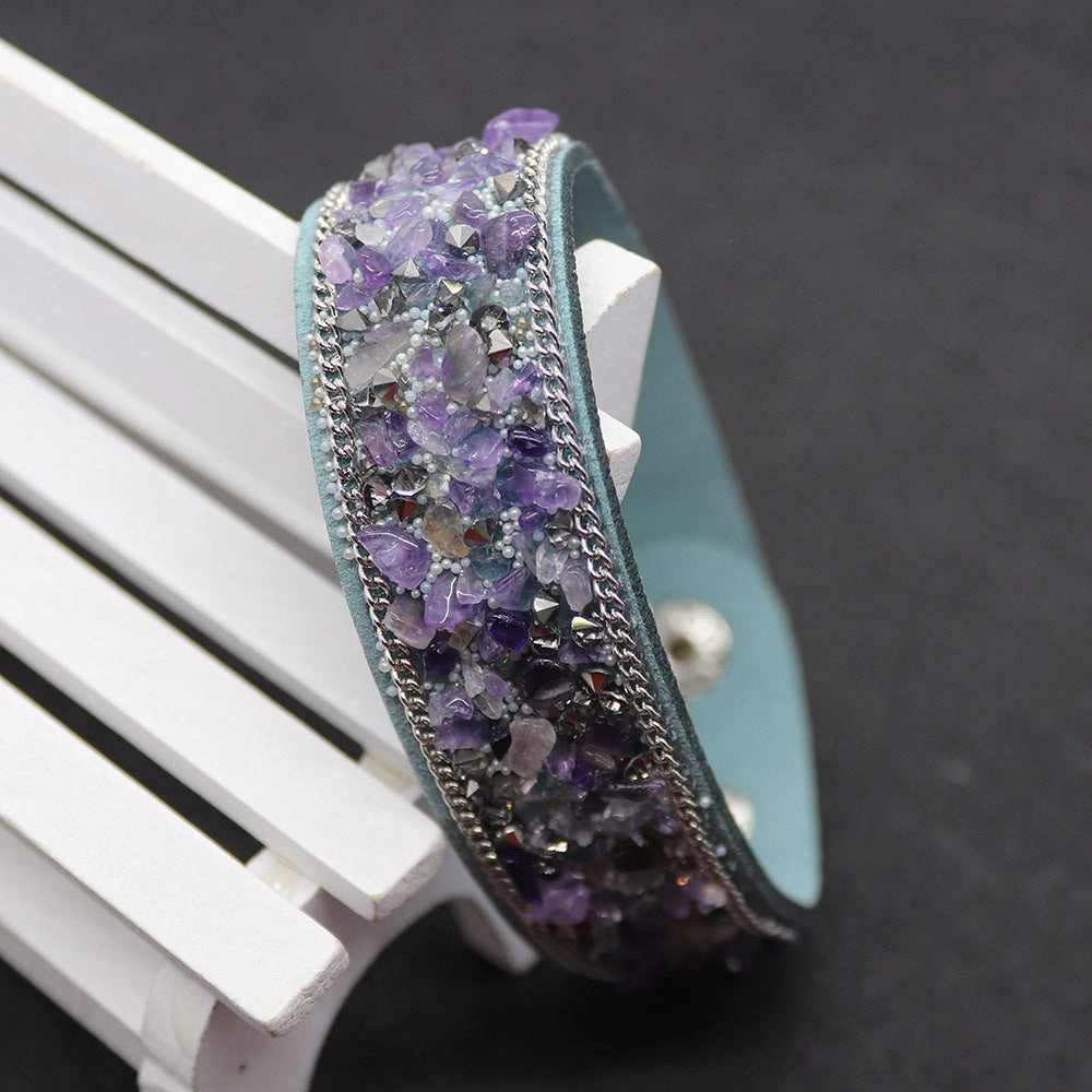 Wholesale Leather Inlaid Gravel Bracelet