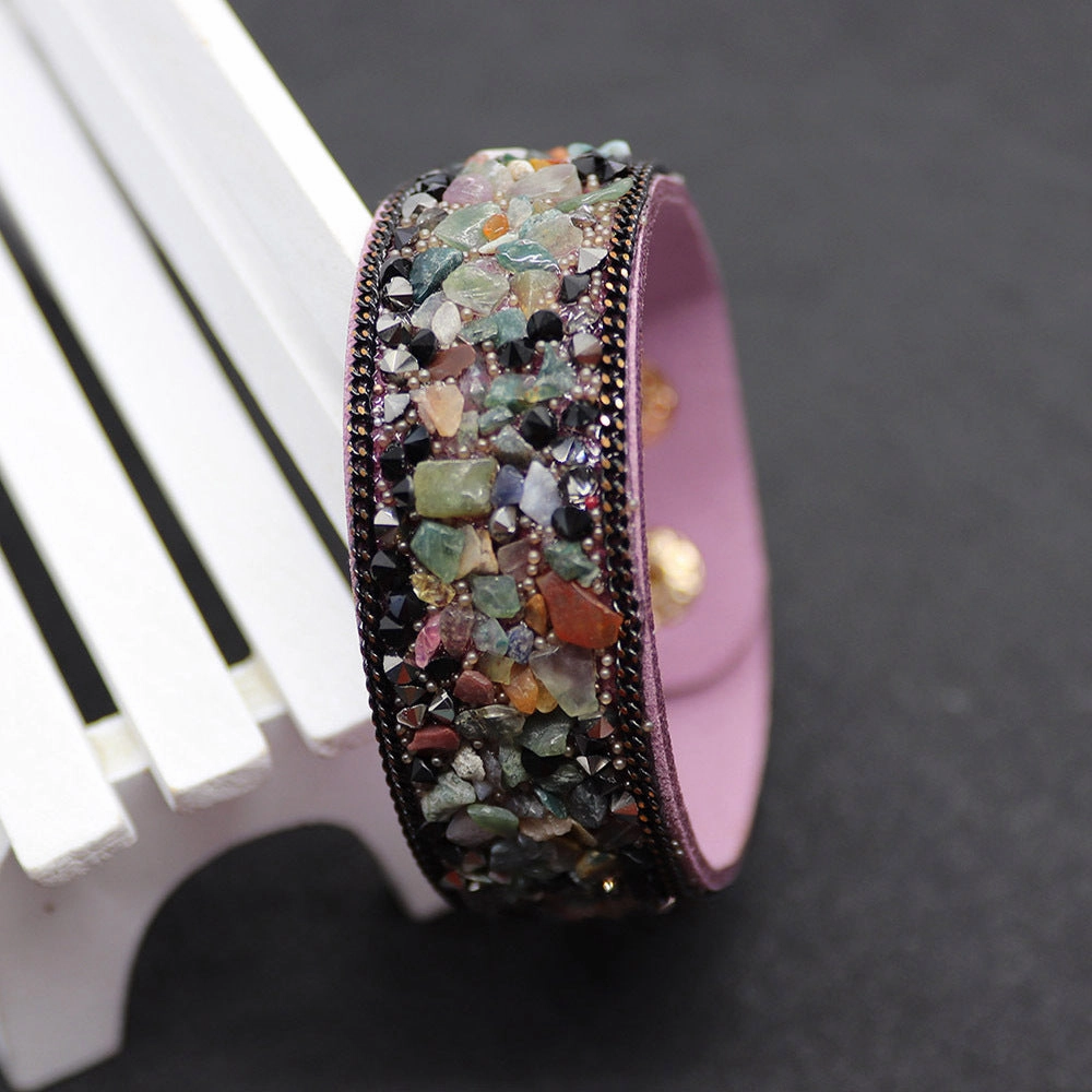 Wholesale Leather Inlaid Gravel Bracelet